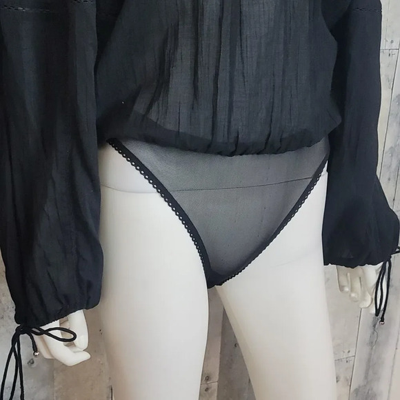 Nwot Free People Sundown Balloon Sleeve Bodysuit In Black - Picture 5 of 13